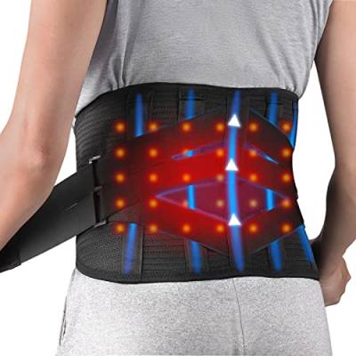 HONGJING Beheizte Rückenbandage zur Linderung von Rückenschmerzen, kabelloser Kompressionsgürtel mit Heizkissen für Bandscheibenvorfall und Skoliose-Schmerzlinderung (M) von HONGJING