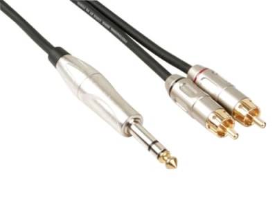 HQ-Power RCA-Klinken-Kabel, 2 x RCA männlich, 1 x Klinke 6,35 mm, Stereo, 6 m, perfekt für die Audioübertragung von HQ-Power