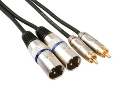 HQ-Power XLR-RCA Kabel, 2 x XLR 3-polig, 2 x RCA männlich, 1 m, perfekt für Audioübertragung von HQ-Power