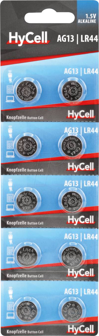 HC 10XLR44 - Alkaline Knopfzelle, LR44, 10er-Pack von HYCELL
