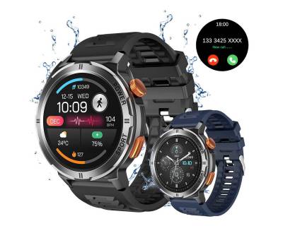 HYIEAR Smartwatch Herren, 1,43 Touchscreen, IP68 wasserdicht Smartwatch (Android 5.0/IOS9.0), Kommt mit austauschbaren Silikonbändern und magnetischem Ladekabel, Eingehender Anruf, Sportmodus, Herzfrequenzmessung, Sprachassistent" von HYIEAR