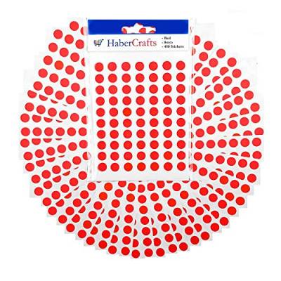 8 mm rote Punkt-Aufkleber, farbige Klebepunkte, leicht abzuziehen, selbstklebende Kreis-Aufkleber, Etiketten für Farbkodierung, Kalender, Scrapbooks & Organisieren (rot, 1 Packung – 490 Aufkleber) von Habercrafts
