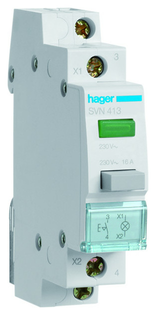 Hager SVN413 Druckschalter 1S Melder grün 230V von Hager