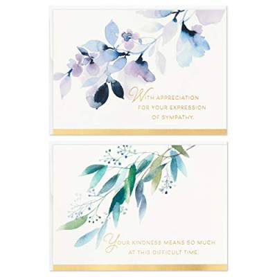 Hallmark Dankeskarten für Beerdigung, Aquarell-Blumen, 50 Dankeskarten mit Umschlägen von Hallmark