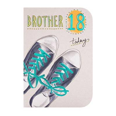 Hallmark Geburtstagskarte zum 18. Geburtstag für Bruder mit geprägten blauen Foliendetails von Hallmark