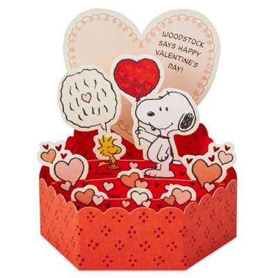 Hallmark Paper Wonder Mini-Valentinstagskarte, 3D-Design, Snoopy & Woodstock-Design, Rot von Hallmark