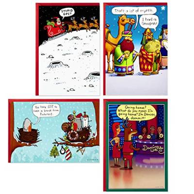 Hallmark Shoebox Lustige Weihnachtskarten Sortiment, Cartoons (4 Designs, 24 Weihnachtskarten mit Umschlägen) von Hallmark