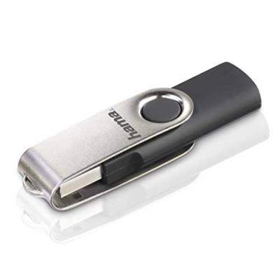 Hama 128 GB USB-Stick USB 2.0 Datenstick (15 MB/s Datentransfer, mit Öse zur Befestigung am Schlüsselring, Speicherstick, Memory Stick aus Metall, geeignet für Windows/MacBook) silber von Hama