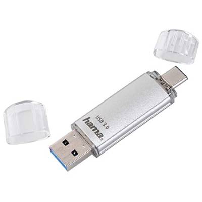 Hama 16GB USB-Speicherstick mit USB 3.0&USB 3.1-Type-C (2-in-1 USB-Stick, z.B. für Android Handy, Tablet, Computer, Notebook, MacBook, OTG, 40MB/s) USB-Typ-C Handy-Stick, Doppel Memory-Stick silber von Hama