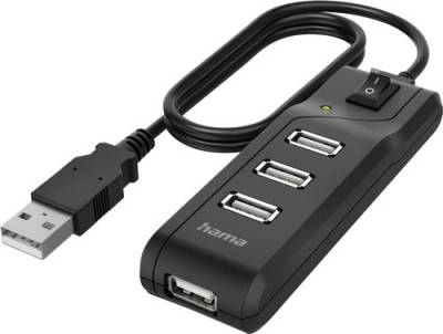 Hama 4 Port USB 2.0-Hub Schwarz von Hama