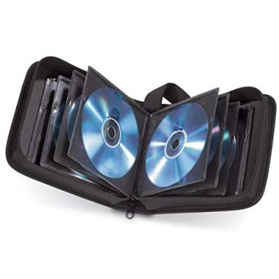 Hama CD Tasche für 20 Discs / CD / DVD / Blu-ray (Mappe zur Aufbewahrung , platzsparend für Auto und Zuhause, Transport-Hüllen) Schwarz von Hama