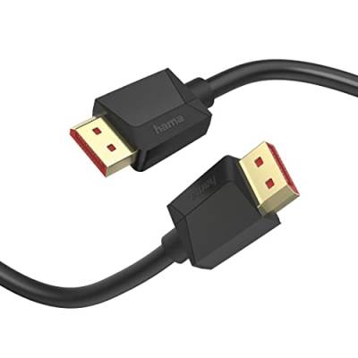 Hama Displayport Kabel 2m lang DP Kabel 1.4 (Display Port Cable mit Ultra HD 8k @ 60 Hz, Monitorkabel mit Kunststoffmantel, Displayport-Kabel zu Verbindung von PC/Notebook mit Monitor, TV oder Beamer) von Hama