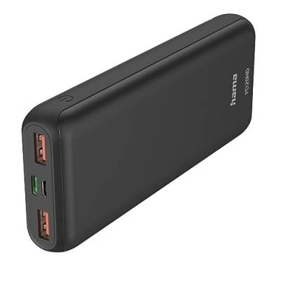 Hama Powerbank PD20-HD 20000mAh (externer Akku mit 1x USB C + 2x USB A, Power Pack zertifiziert, schnellladen, Akkupack Handy, Tablet, Bluetooth-Lautsprecher etc., tragbares Ladegerät klein) anthrazit von Hama