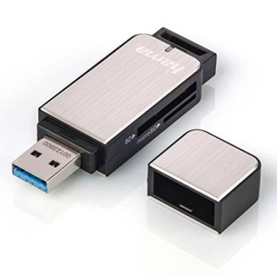 Hama USB 3.0 Kartenleser mit Aluminiumgehäuse (SD, SDHC, SDXC, microSD/microSDHC/microSDXC, Kartenlesegerät) silber von Hama
