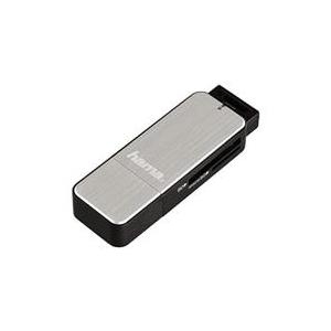 Hama USB3.0 SD/microSD Card Reader - Kartenleser (MMC, SD, microSD, SDHC, microSDHC, SDXC, microSDXC) - USB3.0 - Schwarz/Silber (123900) von Hama