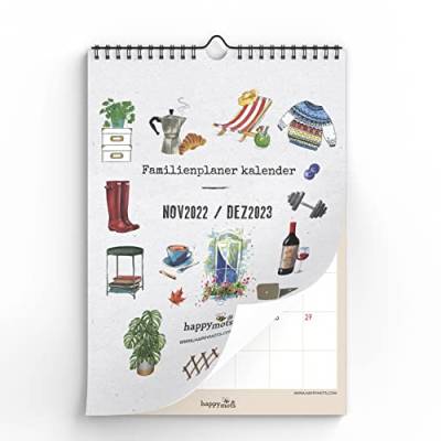Wandkalender 2023 | HappyMots | 32x47cm | Familienplaner Kalender | 16 Monate - von September 2022 bis Dezember 2023 | Platz zum Schreiben und Notieren | Bequem, praktisch und motivierend von HappyMots
