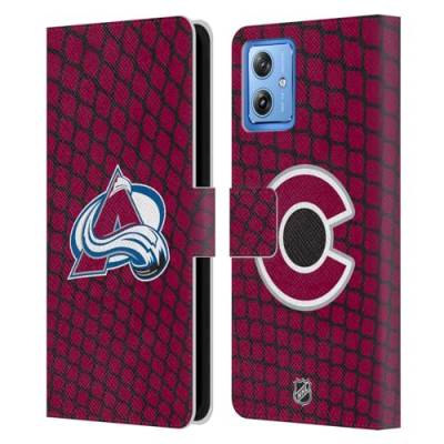 Head Case Designs Offizielle NHL Netzmuster Colorado Avalanche Leder Brieftaschen Handyhülle Hülle Huelle kompatibel mit Motorola Moto G54 5G von Head Case Designs