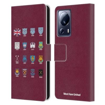 Head Case Designs Offizielle West Ham United FC Muster 4 Wappen Geschichte Leder Brieftaschen Handyhülle Hülle Huelle kompatibel mit Xiaomi 13 Lite 5G von Head Case Designs