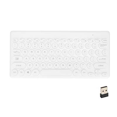 Heayzoki Kleine Tastatur, 78 Tasten Kabellose Tragbare Tastatur 2,4 G Ergonomisches Design USB Slim Stromsparende Runde Tastenkappen Tablet-Tastatur für Büroreisen(Weiß) von Heayzoki
