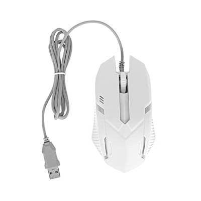 USB-Maus, Kabelgebundene Maus mit Hintergrundbeleuchtung Ergonomisches Design Computermaus für MacBook Laptop PC, Kabelgebundene USB-Gaming-Maus mit RGB-Hintergrundbeleuchtung(Weiß) von Heayzoki