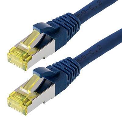 Helos Patchkabel S / FTP (PIMF) CAT 6a - Verbindungskabel, Blau, 1 m von Helos