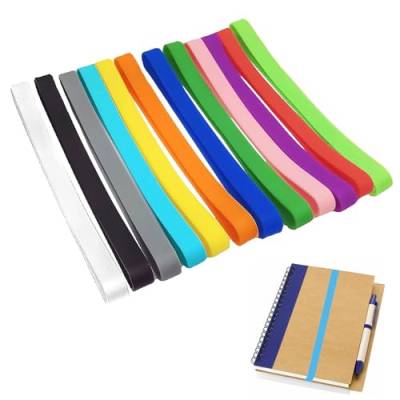 Gummibänder Breit, Bunte Gummibänder, Elastische Gummibänder, Silikon Gummibänder, Verpackung Gummibänder, Bunte Elastische Bänder für Dateiordner, Bücherklemme, Notizbuch, Außenausrüstung, 12 Pack von Helweet