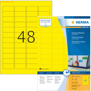 Herma Etiketten 45,7x21,2 mm gelb Papier matt VE= 4800 Stück von Herma