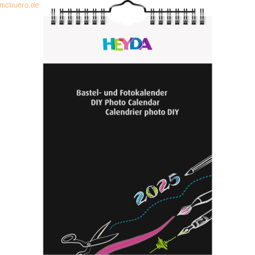 5 x Heyda Bastelkalender A5 schwarz/schwarz 2025 von Heyda