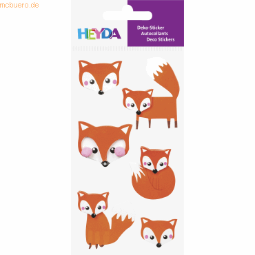 6 x Heyda Sticker-Mix Fuchs 1 Blatt von Heyda
