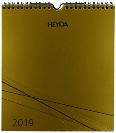 Heyda 207044719 12 Monatsblätter, 21,5 x 24 cm, Chromolux-Deckblatt, Wire-O-Bindung mit Aufhänger, goldfarben/schwarz von Heyda