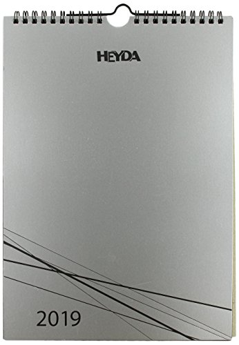 Heyda 207046819 12 Monatsblätter, A4, Chromolux-Deckblatt, Wire-O-Bindung mit Aufhänger, silber/schwarz von Heyda