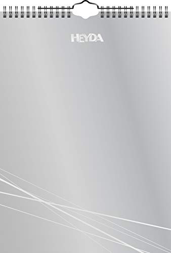 Heyda 2070478 Bastel-/Kreativkalender (13 Monatsblätter, A 4, Kalendarium immerwährend, Wire-O-Bindung mit Aufhänger, Deckblatt silber, Monatsblätter) schwarz von Heyda
