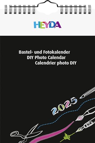 Heyda Bastel- und Fotokalender jahresgebunden (2025), 1 Blatt = 1 Monat, A5, schwarz von Heyda