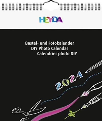 Heyda Bastelkalender 2024 1 Blatt = 1 Monat 21,5 x 24 cm Deckblatt: schwarz, Monatsblätter: schwarz von Heyda