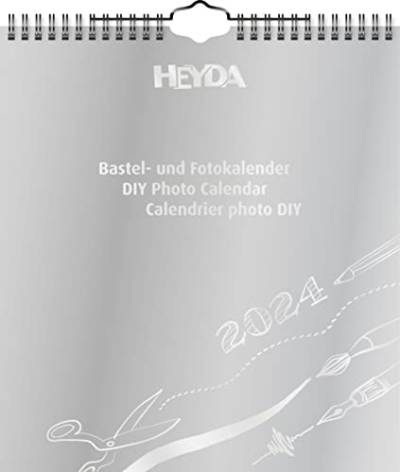 Heyda Bastelkalender 2024 1 Blatt = 1 Monat 21,5 x 24 cm Deckblatt: silberfarben, Monatsblätter: schwarz von Heyda
