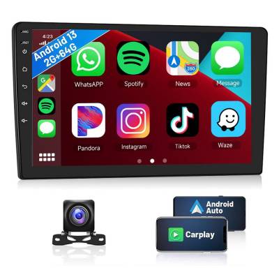 Hikity Android 2Din 10.1 Zoll 2.5D Bildschirm mit GPS Rückfahrkamera Autoradio (WiFi FM RDS Mirror Link, Bluetooth-Freisprecheinrichtung) von Hikity
