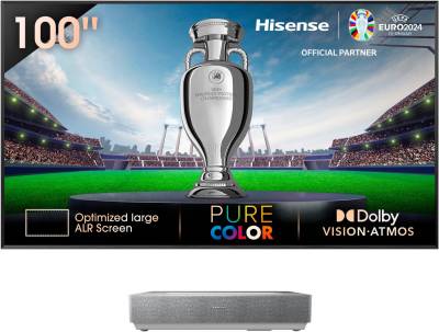 Hisense Hisense 100L5HD Daylight Screen (100 Zoll) Laser TV Projektor DLP-Beamer (2600 lm, 3840 x 2160 px, 4K, HDR, Game Mode, Dolby Atmos) von Hisense