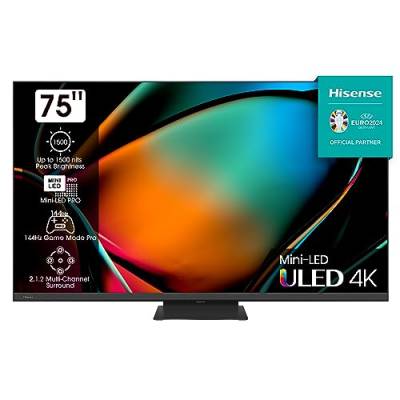 Hisense 75U8KQ Mini LED 4K ULED Smart TV - - 190,5 cm (75 Zoll) Dolby Vision IQ & Atmos, 120Hz Panel, Game Mode Pro, UHD AI Upscaler, HDR10+, Bluetooth, Apple AirPlay, Alexa, anthrazit [2023] von Hisense