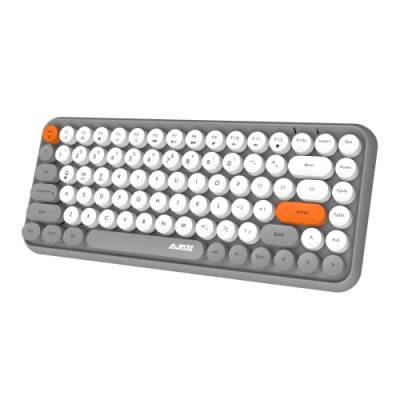 Hoopond Kabellose Bluetooth-Tastatur, Niedliche Mini-Kompakttastatur mit 84 Tasten, 2,4 GHz kabellose Bluetooth-Verbindungstechnologie, ABS-Retro-runde Tastenkappe, Ergonomisches Design (Grau) von Hoopond