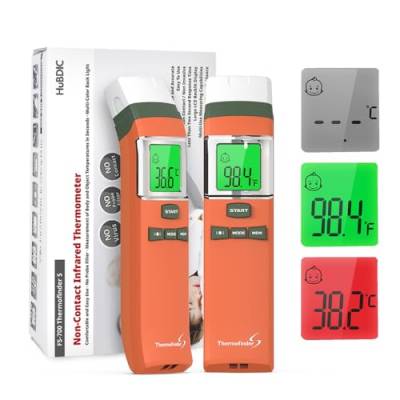 HubiBaby Medical Grade Infrarot Thermometer, hergestellt in Südkorea, Digital Infrarot Thermometer für Babys, Kinder, Kleinkinder und Erwachsene,Tolllos für Vorkopf, Körper und Multi-Use (Orange) von HuBDIC