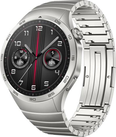 Huawei Watch GT 4 - 46 mm - Edelstahl - intelligente Uhr mit Riemen - Handgelenkgröße: 140-210 mm - Anzeige 3.6 cm (1.43) - NFC, Bluetooth - 48 g - Grau (55020BGU) von Huawei