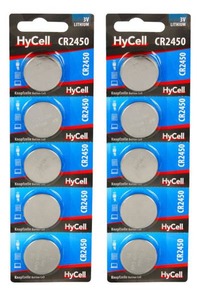 HyCell 10er Pack Lithium Knopfzellen CR2450 3V - Knopfbatterien - 10 Stück Knopfzelle von HyCell