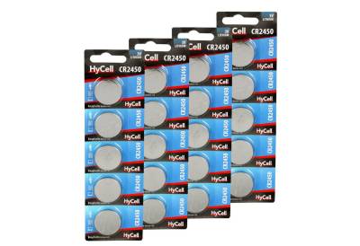 HyCell 20er Pack Lithium Knopfzellen CR2450 3V - Knopfbatterien - 20 Stück Knopfzelle von HyCell