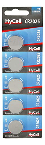 HyCell 5er Pack Lithium Knopfzellen CR2025 3V - Knopfbatterien mit erstklassige Qualität mit langer Haltbarkeit von HyCell