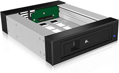 ICY BOX 5,25" Wechselrahmen für 1x 3,5" (8,9 cm) oder 1x 2,5" (6,35 cm) SATA III/SAS II HDD/SSD, abschließbar, Aluminium, IB-129SSK-B von ICY BOX