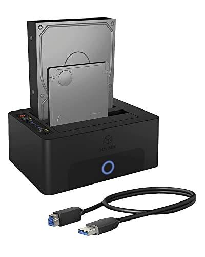 ICY BOX Dual HDD / Festplatten Docking Station USB 3.0 für SATA 2,5 Zoll & 3,5 Zoll, Festplatten Klonstation & Lesegerät, Adapter, Extern, Schwarz, IB-1232CL-U3 von ICY BOX