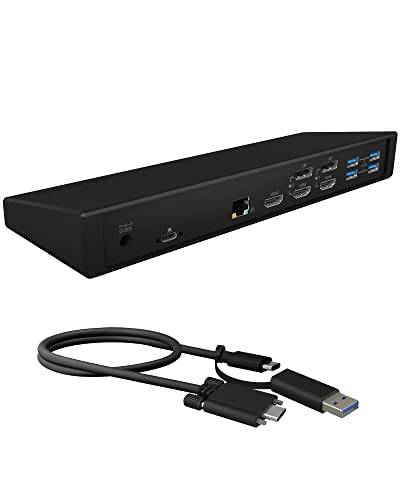 ICY BOX USB-C Docking Station (14-in-1) für 3 Monitore (3x HDMI & 2x DP), 5K 30Hz | 4K 60Hz, 6-fach USB 3.0 HUB, 60W Power Delivery, Gigabit Ethernet, Audio, IB-DK2244AC von ICY BOX