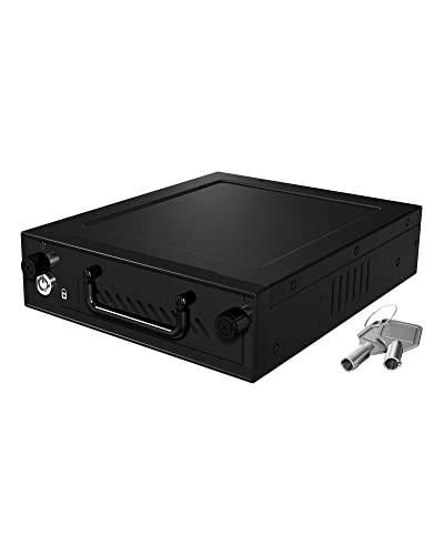 Icy Box IB-148SSK-B Wechselrahmen für 2,5" (6,35 cm) und 3,5" (8,9 cm) SATA/SAS HDD/SSD passend für 5,25" Schacht mit Lüfter, abschließbar schwarz von ICY BOX