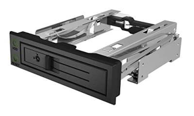 Icy Box IB-166SSK-B Trägerloser Wechselrahmen für 3,5" (8,9 cm) SATA/SAS HDD passend für einen 5,25" (13,4 cm) Schacht abschließbar schwarz von ICY BOX