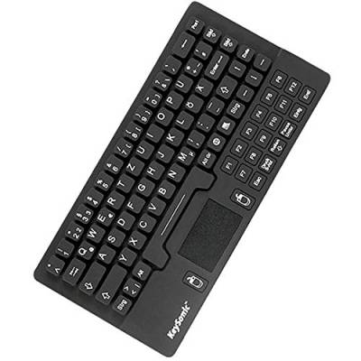 KeySonic KSK-5031IN (DE) Wasser-/Staubdichte Mini-Tastatur (USB-kabelgebunden) aus Silikon mit Touchpad & 2 Maustasten (schwarz) von ICY BOX